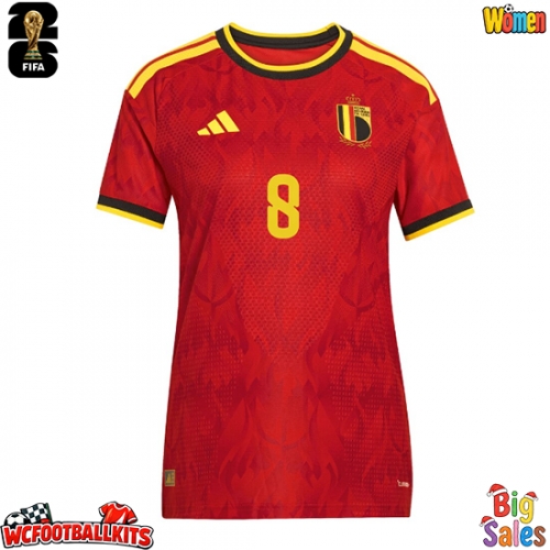 Belgium Youri Tielemans #8 Replica Home Stadium Shirt for Women World Cup 2026 Short Sleeve